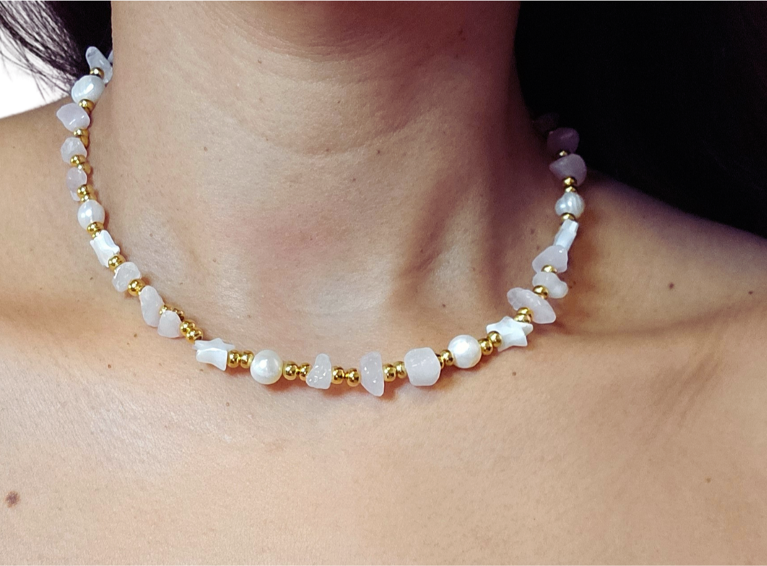 Cadena Cuarzo y Perlas